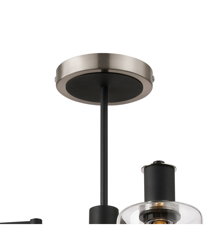 Worcester Swing Arm Semi Ceiling 4 Light E14 Satin Nickel/Satin Black/Clear Uniform Dimple Cylinder Glass-5