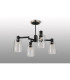 Worcester Swing Arm Semi Ceiling 4 Light E14 Satin Nickel/Satin Black/Clear Uniform Dimple Cylinder Glass-9