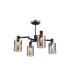 Worcester Swing Arm Semi Ceiling 4 Light E14 Satin Nickel/Satin Black/Smoke Uniform Dimple Cylinder Glass-1