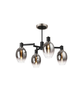 Worcester Swing Arm Semi Ceiling 4 Light E14 Satin Nickel/Satin Black/Smoke Fade Wine Glass Glass-1