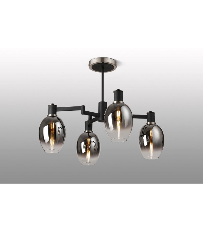Worcester Swing Arm Semi Ceiling 4 Light E14 Satin Nickel/Satin Black/Smoke Fade Wine Glass Glass-3