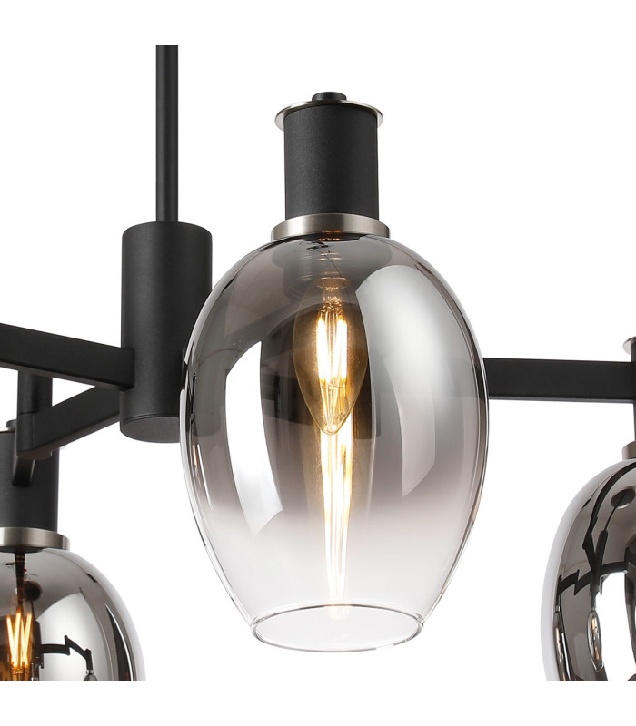 Worcester Swing Arm Semi Ceiling 4 Light E14 Satin Nickel/Satin Black/Smoke Fade Wine Glass Glass-6