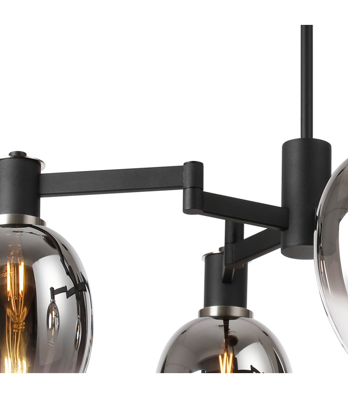 Worcester Swing Arm Semi Ceiling 4 Light E14 Satin Nickel/Satin Black/Smoke Fade Wine Glass Glass-7