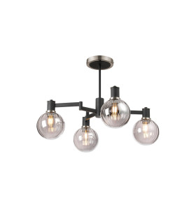 Worcester 55cm Swing Arm Semi Ceiling 4 Light E14 Satin Nickel/Satin Black/Smoke Plated Round Segment Glass-1