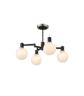 Worcester 55cm Swing Arm Semi Ceiling 4 Light E14 Satin Nickel/Satin Black/White Round Speckled Glass-1