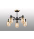 Worcester 69cm Swing Arm Semi Ceiling 5 Light E14 Brass/Satin Black/Amber Striped Cylinder Glass-3
