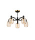 Worcester 69cm Swing Arm Semi Ceiling 5 Light E14 Brass/Satin Black/Amber Striped Cylinder Glass-6