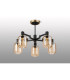 Worcester 69cm Swing Arm Semi Ceiling 5 Light E14 Brass/Satin Black/Amber Striped Cylinder Glass-10