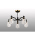 Worcester 69cm Swing Arm Semi Ceiling 5 Light E14 Brass/Satin Black/Clear Striped Cylinder Glass-3