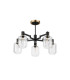 Worcester 69cm Swing Arm Semi Ceiling 5 Light E14 Brass/Satin Black/Clear Striped Cylinder Glass-5