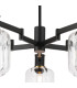 Worcester 69cm Swing Arm Semi Ceiling 5 Light E14 Brass/Satin Black/Clear Striped Cylinder Glass-7