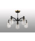 Worcester 69cm Swing Arm Semi Ceiling 5 Light E14 Brass/Satin Black/Clear Striped Cylinder Glass-9
