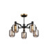 Worcester 69cm Swing Arm Semi Ceiling 5 Light E14 Brass/Satin Black/Smoke Striped Cylinder Glass-1