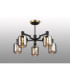 Worcester 69cm Swing Arm Semi Ceiling 5 Light E14 Brass/Satin Black/Smoke Striped Cylinder Glass-3