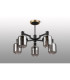 Worcester 69cm Swing Arm Semi Ceiling 5 Light E14 Brass/Satin Black/Smoke Striped Cylinder Glass-10