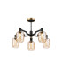 Worcester 69cm Swing Arm Semi Ceiling 5 Light E14 Brass/Satin Black/Amber Twisted Cylinder Glass-1