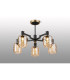 Worcester 69cm Swing Arm Semi Ceiling 5 Light E14 Brass/Satin Black/Amber Twisted Cylinder Glass-3