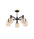 Worcester 69cm Swing Arm Semi Ceiling 5 Light E14 Brass/Satin Black/Amber Twisted Cylinder Glass-5