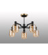Worcester 69cm Swing Arm Semi Ceiling 5 Light E14 Brass/Satin Black/Amber Twisted Cylinder Glass-9