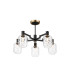 Worcester 69cm Swing Arm Semi Ceiling 5 Light E14 Brass/Satin Black/Clear Twisted Cylinder Glass-1