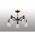 Worcester 69cm Swing Arm Semi Ceiling 5 Light E14 Brass/Satin Black/Clear Twisted Cylinder Glass-3