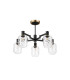 Worcester 69cm Swing Arm Semi Ceiling 5 Light E14 Brass/Satin Black/Clear Twisted Cylinder Glass-5