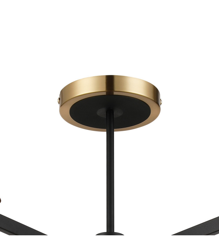 Worcester 69cm Swing Arm Semi Ceiling 5 Light E14 Brass/Satin Black/Clear Twisted Cylinder Glass-6