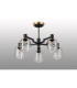 Worcester 69cm Swing Arm Semi Ceiling 5 Light E14 Brass/Satin Black/Clear Twisted Cylinder Glass-9