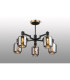 Worcester 69cm Swing Arm Semi Ceiling 5 Light E14 Brass/Satin Black/Smoke Twisted Cylinder Glass-3