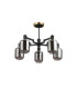 Worcester 69cm Swing Arm Semi Ceiling 5 Light E14 Brass/Satin Black/Smoke Twisted Cylinder Glass-5