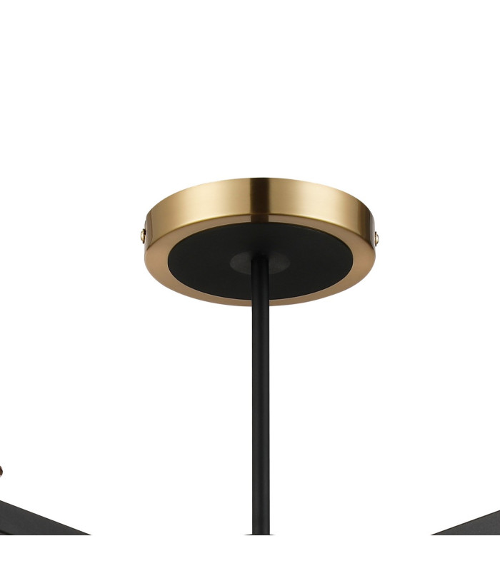 Worcester 69cm Swing Arm Semi Ceiling 5 Light E14 Brass/Satin Black/Smoke Twisted Cylinder Glass-6