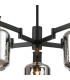 Worcester 69cm Swing Arm Semi Ceiling 5 Light E14 Brass/Satin Black/Smoke Twisted Cylinder Glass-7