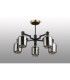 Worcester 69cm Swing Arm Semi Ceiling 5 Light E14 Brass/Satin Black/Smoke Twisted Cylinder Glass-9