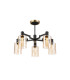 Worcester 68cm Swing Arm Semi Ceiling 5 Light E14 Brass/Satin Black/Amber Uniform Dimple Cylinder Glass-1