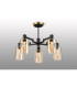 Worcester 68cm Swing Arm Semi Ceiling 5 Light E14 Brass/Satin Black/Amber Uniform Dimple Cylinder Glass-3