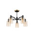 Worcester 68cm Swing Arm Semi Ceiling 5 Light E14 Brass/Satin Black/Amber Uniform Dimple Cylinder Glass-5