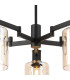 Worcester 68cm Swing Arm Semi Ceiling 5 Light E14 Brass/Satin Black/Amber Uniform Dimple Cylinder Glass-7