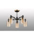 Worcester 68cm Swing Arm Semi Ceiling 5 Light E14 Brass/Satin Black/Amber Uniform Dimple Cylinder Glass-9