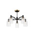 Worcester 68cm Swing Arm Semi Ceiling 5 Light E14 Brass/Satin Black/Clear Uniform Dimple Cylinder Glass-1
