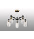 Worcester 68cm Swing Arm Semi Ceiling 5 Light E14 Brass/Satin Black/Clear Uniform Dimple Cylinder Glass-3