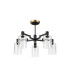 Worcester 68cm Swing Arm Semi Ceiling 5 Light E14 Brass/Satin Black/Clear Uniform Dimple Cylinder Glass-5