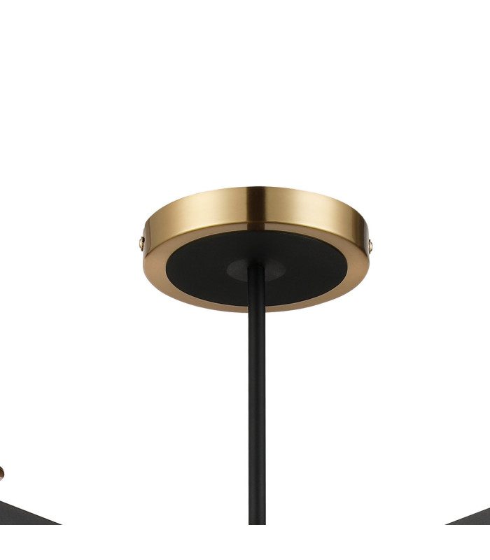 Worcester 68cm Swing Arm Semi Ceiling 5 Light E14 Brass/Satin Black/Clear Uniform Dimple Cylinder Glass-6
