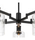 Worcester 68cm Swing Arm Semi Ceiling 5 Light E14 Brass/Satin Black/Clear Uniform Dimple Cylinder Glass-7