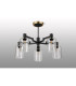 Worcester 68cm Swing Arm Semi Ceiling 5 Light E14 Brass/Satin Black/Clear Uniform Dimple Cylinder Glass-9