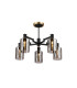 Worcester 68cm Swing Arm Semi Ceiling 5 Light E14 Brass/Satin Black/Smoke Uniform Dimple Cylinder Glass-1
