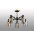 Worcester 68cm Swing Arm Semi Ceiling 5 Light E14 Brass/Satin Black/Smoke Uniform Dimple Cylinder Glass-3