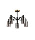 Worcester 68cm Swing Arm Semi Ceiling 5 Light E14 Brass/Satin Black/Smoke Uniform Dimple Cylinder Glass-5