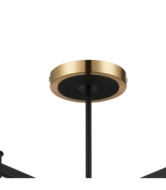 Worcester 68cm Swing Arm Semi Ceiling 5 Light E14 Brass/Satin Black/Smoke Uniform Dimple Cylinder Glass-6