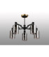 Worcester 68cm Swing Arm Semi Ceiling 5 Light E14 Brass/Satin Black/Smoke Uniform Dimple Cylinder Glass-9
