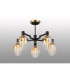 Worcester 70cm Swing Arm Semi Ceiling 5 Light E14 Brass/Satin Black/Amber Fade Wine Glass Glass-3